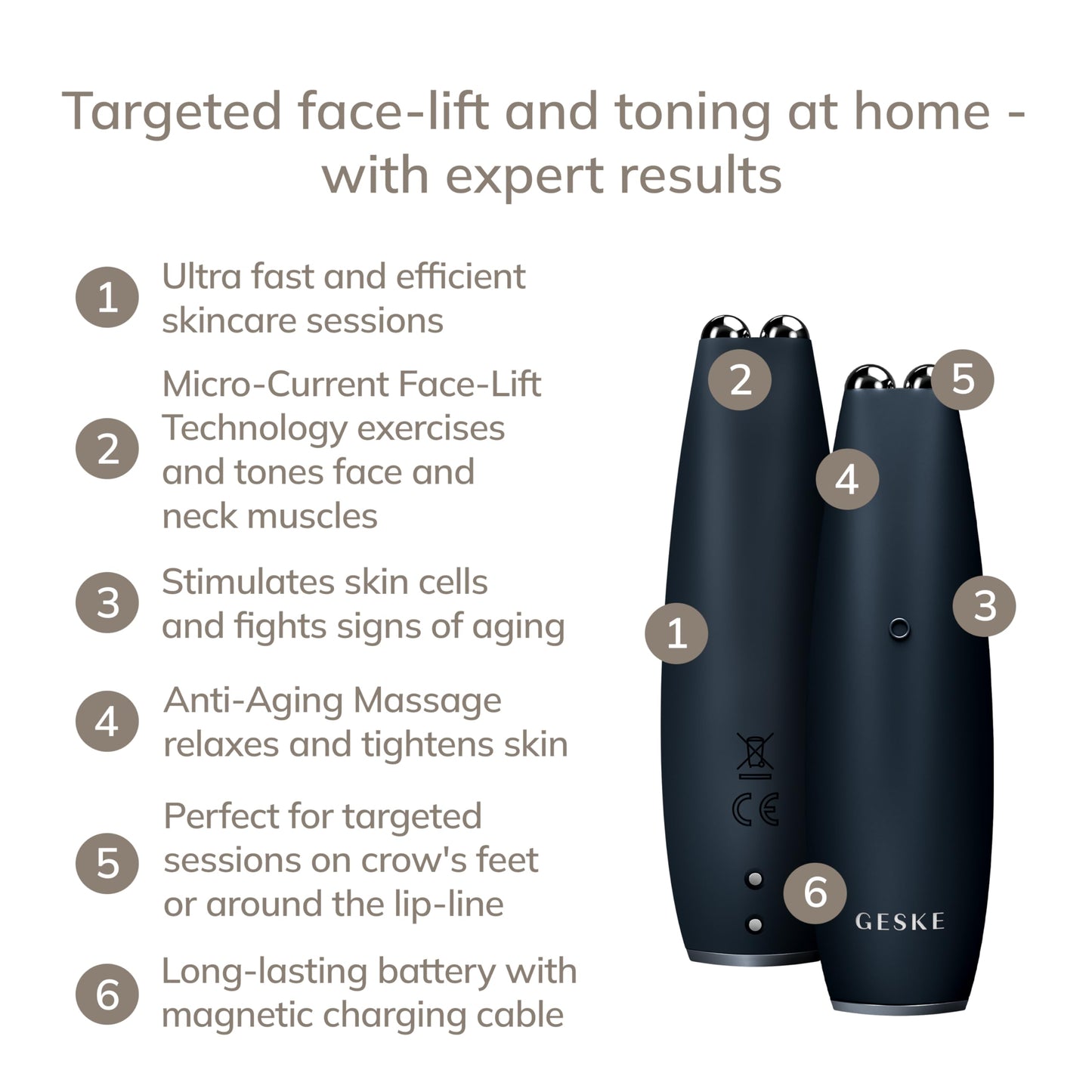 GESKE - Microcurrent Face Lift Pen 6 in 1 - Black