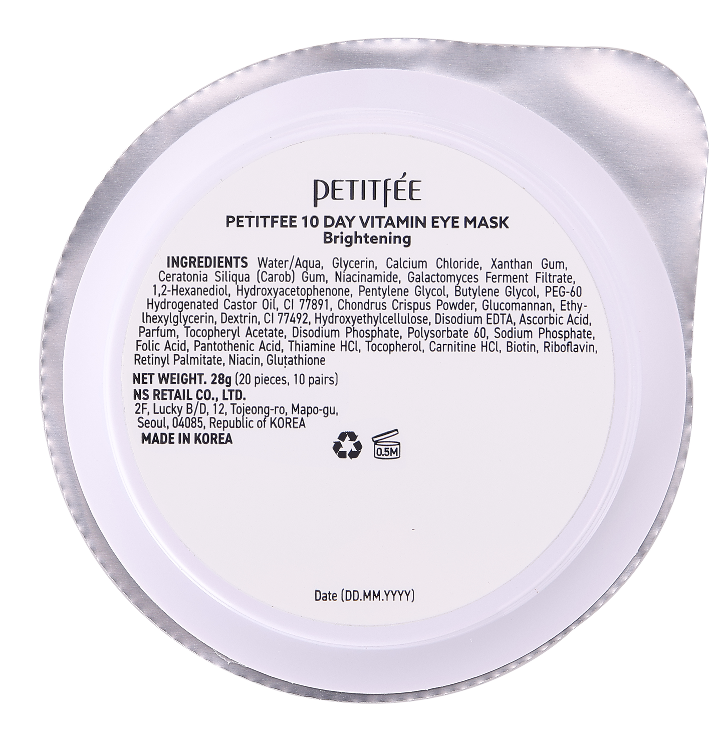 Petitfee 10 Day Vitamin μάσκα ματιών