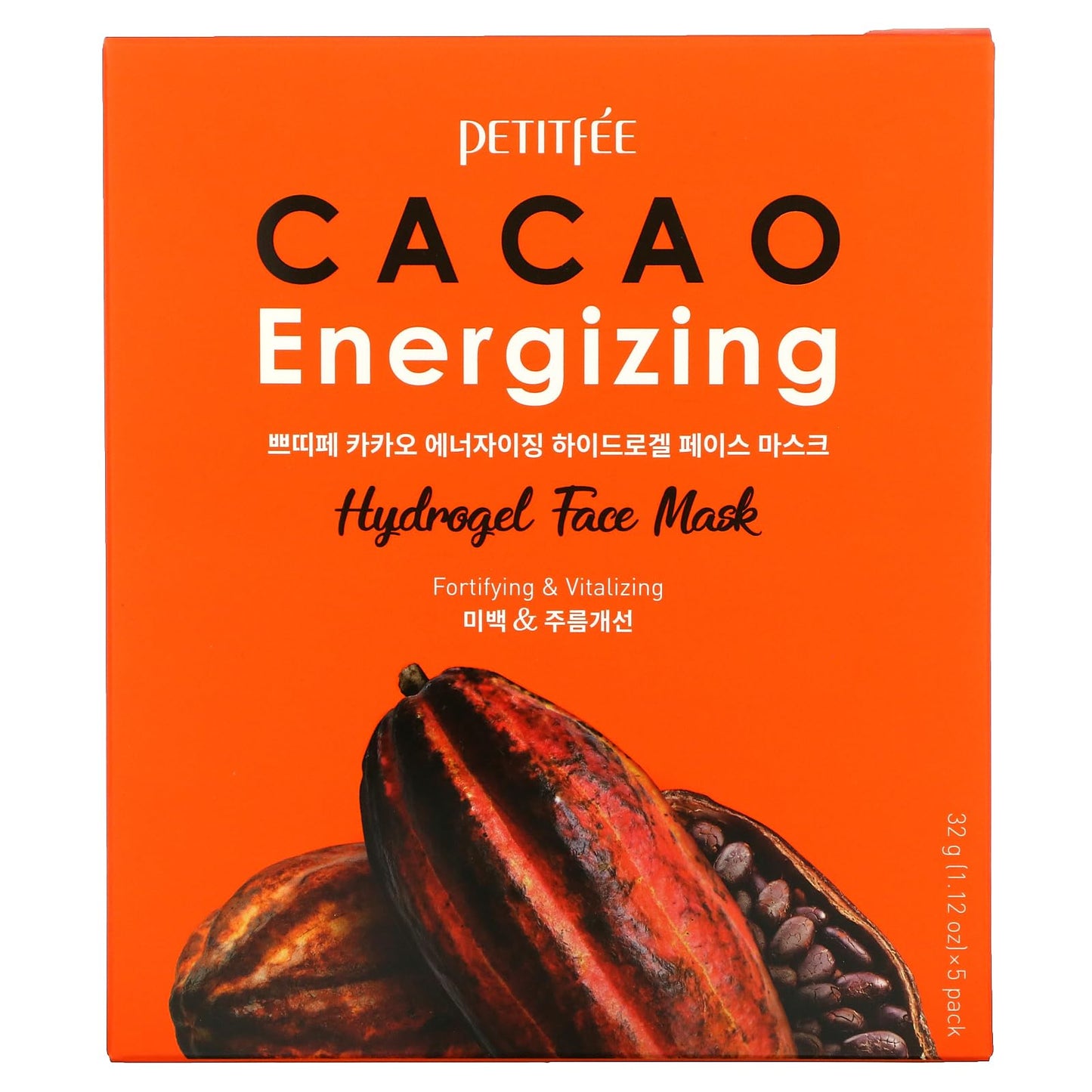 Petitfee Cacao Energizing Hydrogel Face Mask Mάσκα Υδρογέλης με Κακάο, 5τεμ