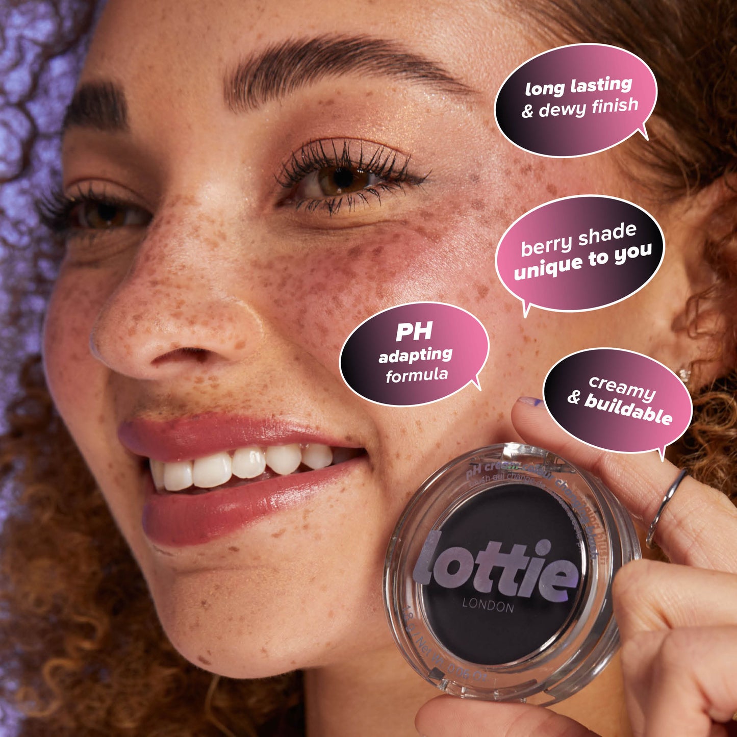 Lottie Colour Changing Cream Blush, Onyx, Black to Berry Pink - 1.8g