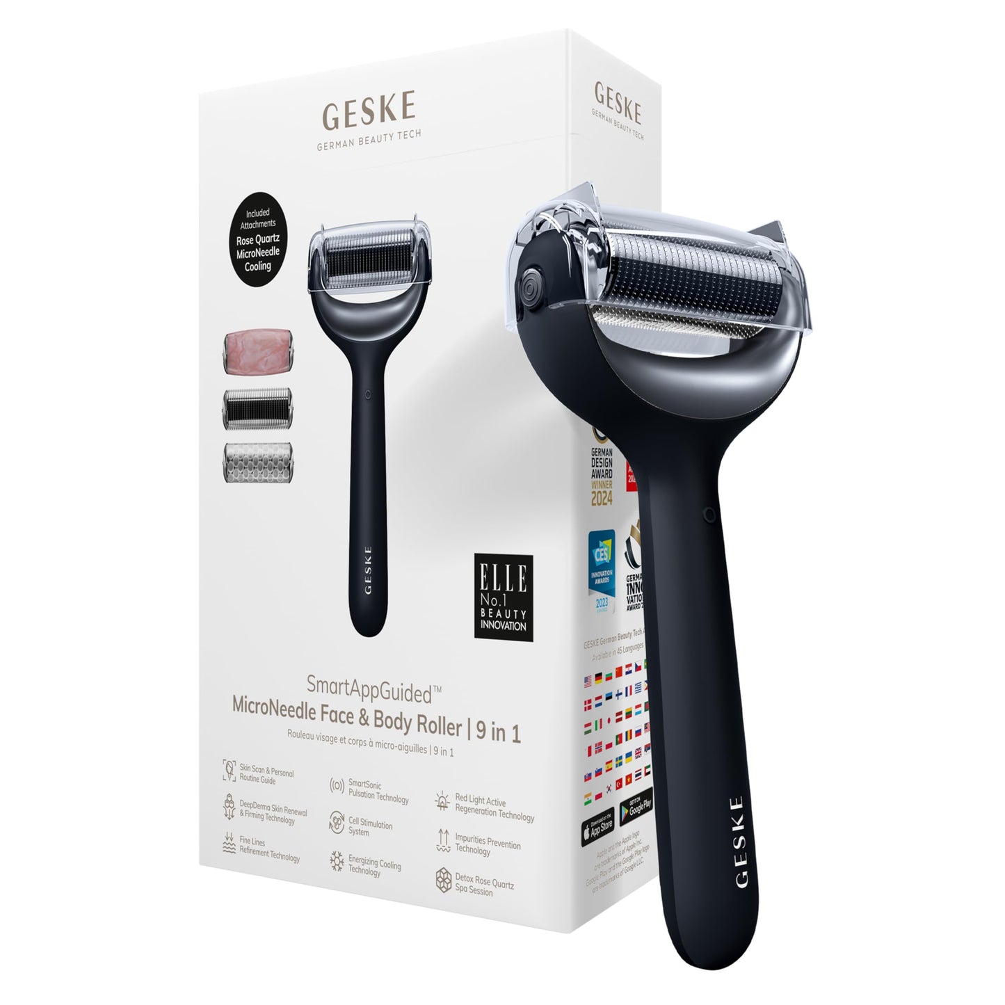 GESKE - MicroNeedle Face Roller - 9 In 1 - Black