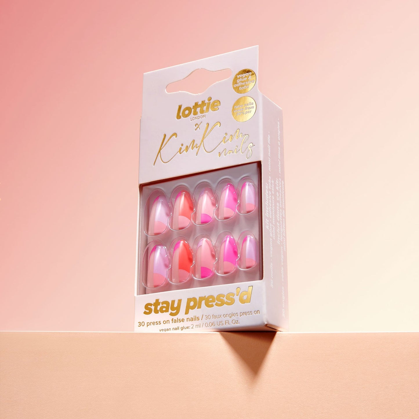 Lottie x KimKim stay press'd- colour block party 30 Press on False Nails