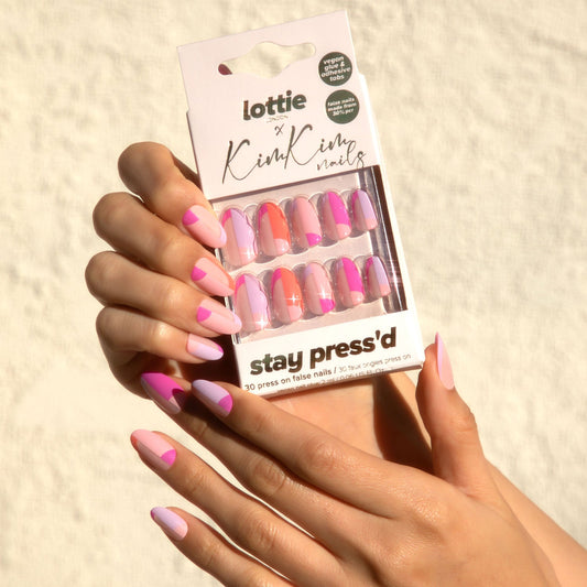 Lottie x KimKim stay press'd- colour block party 30 Press on False Nails