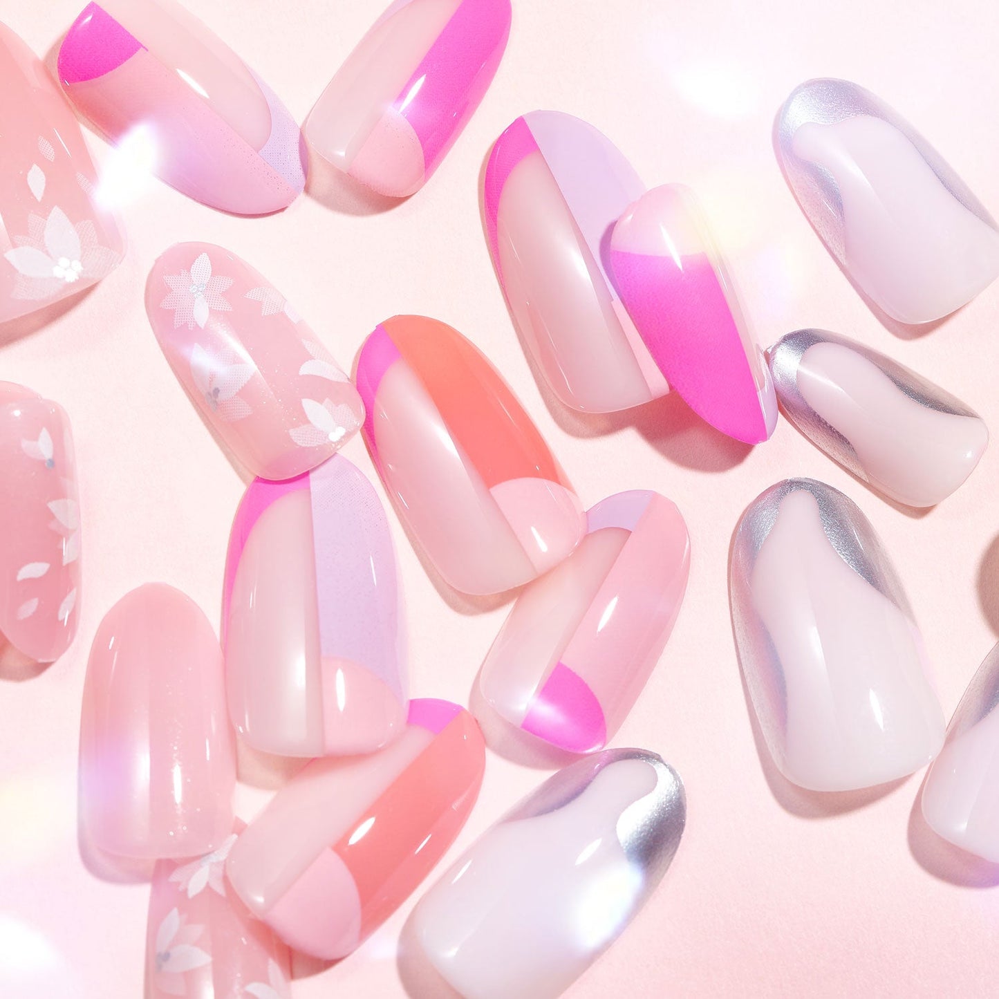 Lottie x KimKim stay press'd- colour block party 30 Press on False Nails