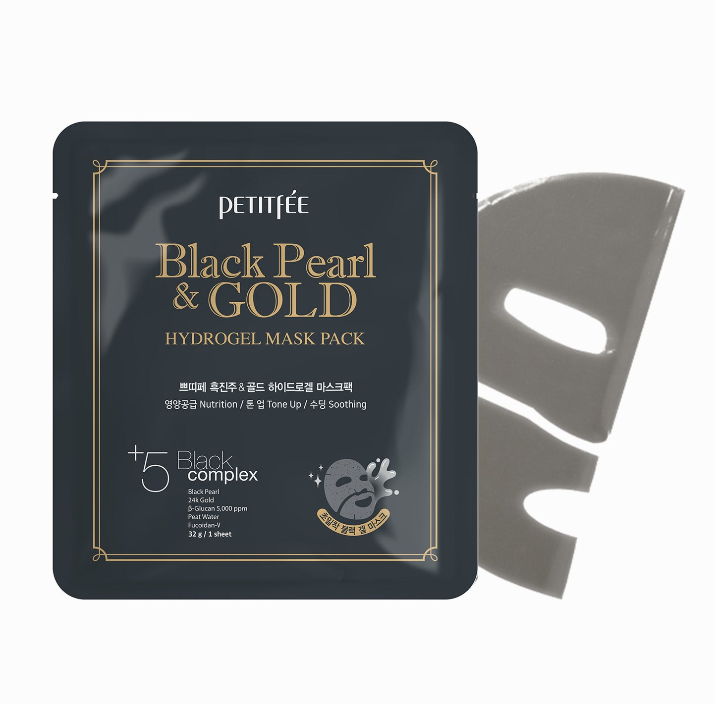 Petitfee Black pearl & Gold  Hydrogel face mask pack 5 τμχ